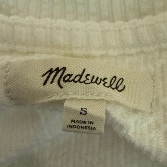 Madewell Women's White Textured Short Sleeve Button Shoulder Blouse Top Size S - Picture 3 of 4